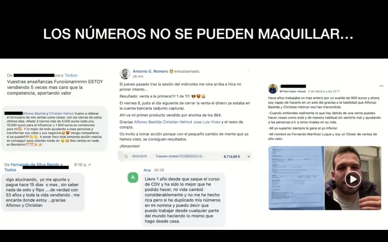 Testimonios y resultados mostrados en la presentación de CDV