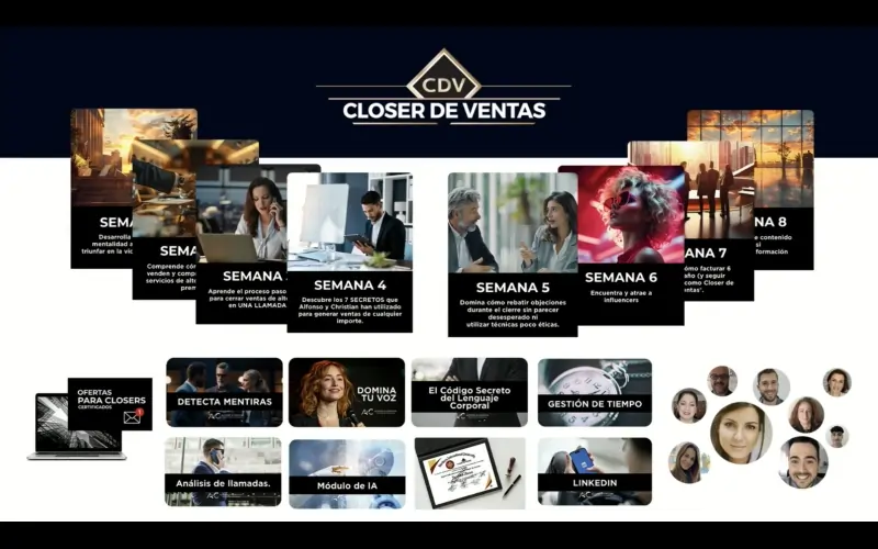 Estructura, módulos y bonos anunciados en Closer de Ventas CDV