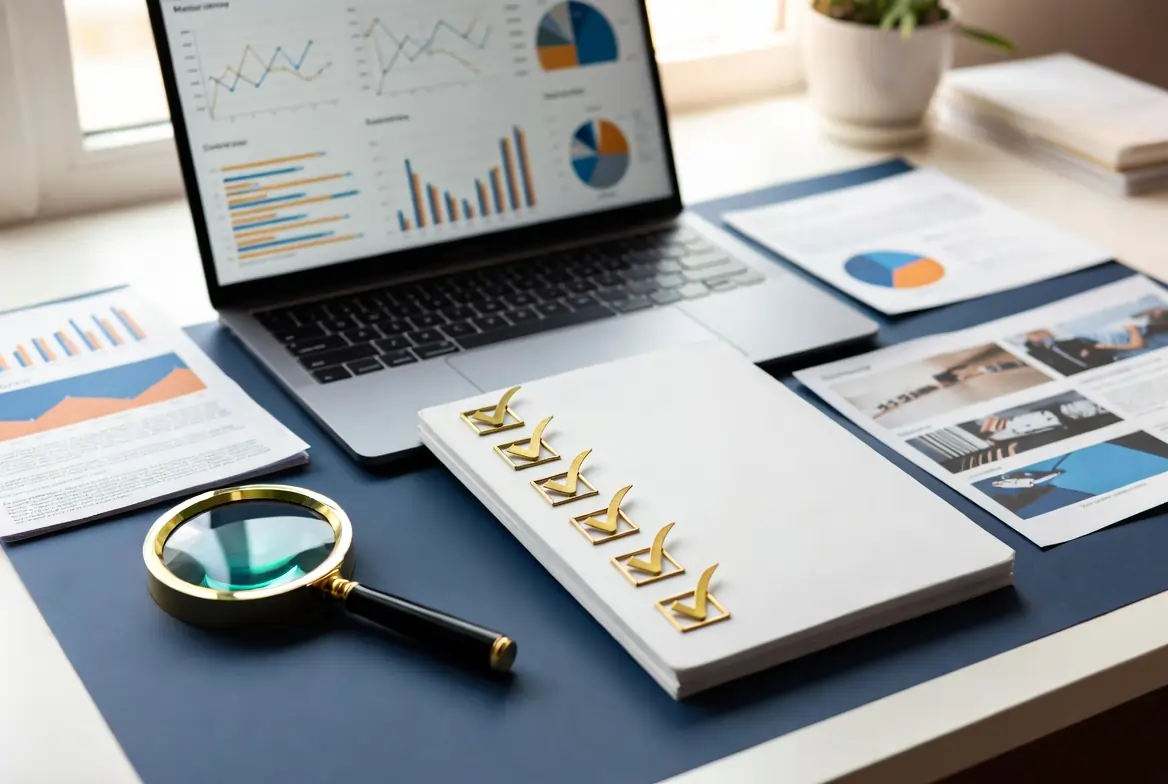 Metodología para analizar cursos online con checklist, gráficos y revisión de información