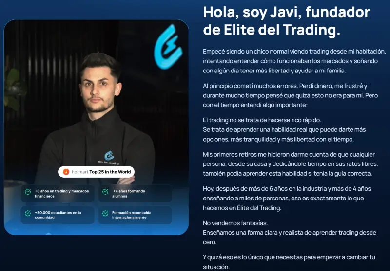 Presentación de uno de los responsables de Élite del Trading